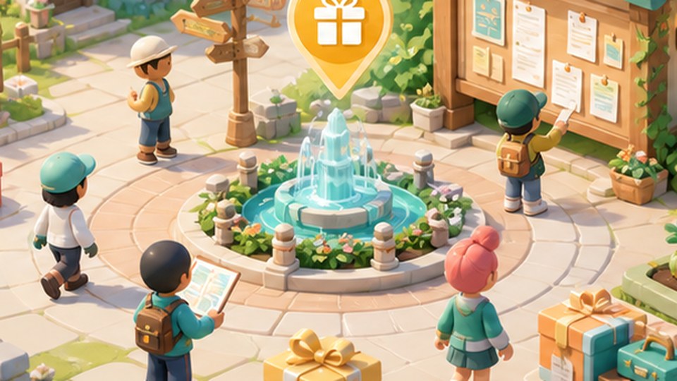 Heartopia reward board with gift markers